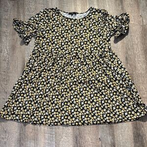 Vibe Black and Yellow Floral Mini Dress
